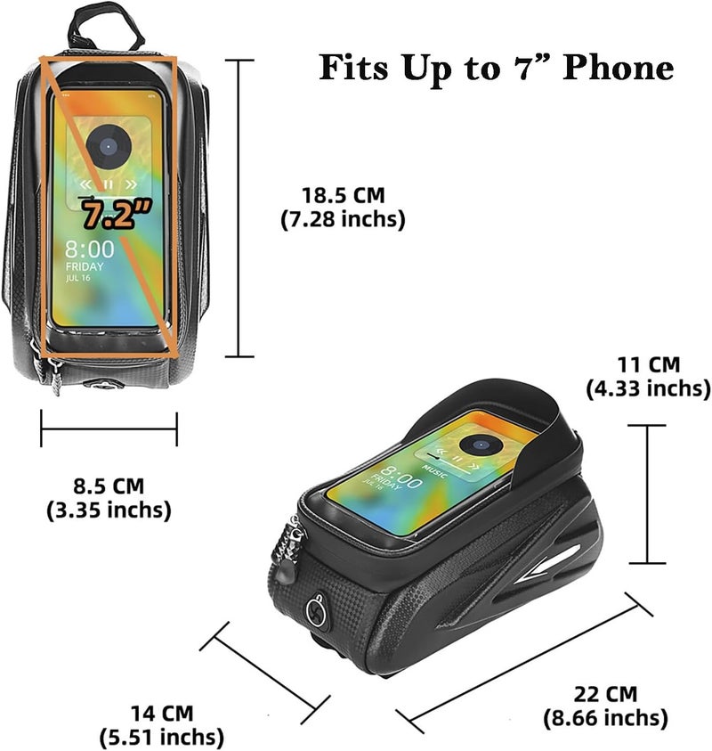 COTOUXKER Bike Frame Bag, Mountain Bike Phone Holder Bag for Road and Mountain Bikes Cycling Storage Bags - Image 2